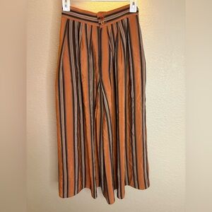 VINTAGE Calvin Klein SILK Caramel, Brown, Blue Stripe Skirt/ Size 6